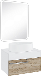 Runo Мебель для ванной Вудлайн 65 Ovale дуб крафт/белая – фотография-1